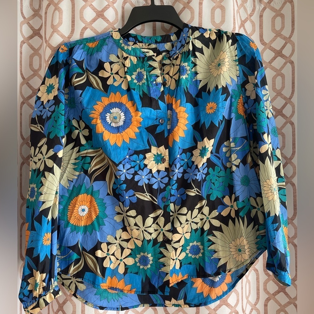 Evereve button up floral blouse